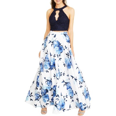 

Женское синее платье-двойка City Studio Flyaway с цветочным принтом для подростков  BHFO 7153, Navy/ivory