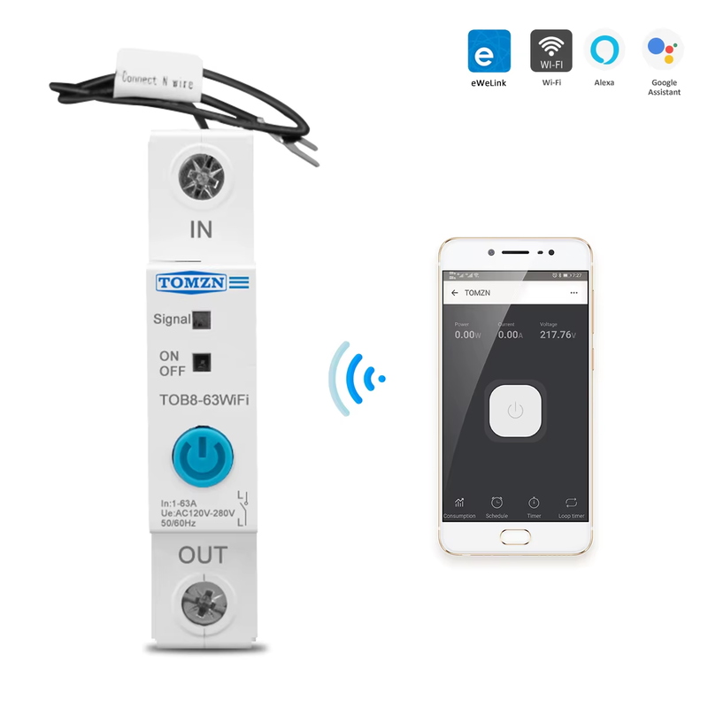 63A Ewelink Single Phase WIFI Smart Energy Meter Kwh Metering Monitoring Circuit