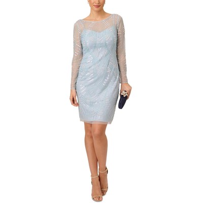 Женское коктейльное и вечернее платье до колена Adrianna Papell Blue Illusion 6 BHFO 4256