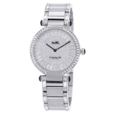 Pre-owned Coach Cary Quartz Crystal Silver Dial Ladies Watch 14503834
