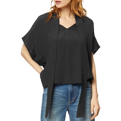 

Черная укороченная рубашка с галстуком и воротом Habitual Womens McKenna, блузка, топ  BHFO 0279, Jet black