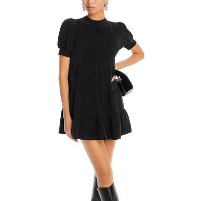 Alice and Olivia Womens Black Puff Sleeves Mini Party Mini Dress L BHFO 4505