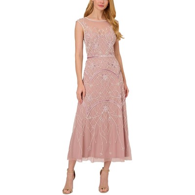Adrianna Papell Womens Pink Beaded Ankle-Length Sheath Dress Plus 22W BHFO 8430
