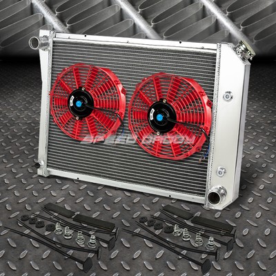 3-РЯДНЫЙ АЛЮМИНИЕВЫЙ РАДИАТОР + 2X 10 ВЕНТИЛЯТОРОВ КРАСНОГО ЦВЕТА ДЛЯ 70-87 PONTIAC FIREBIRD SMALL BLOCK SBC
