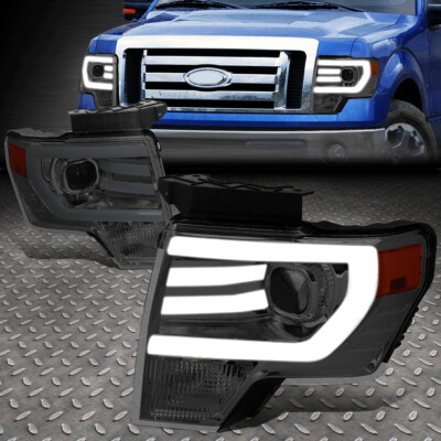[3D LED DRL] ДЛЯ 09-14 FORD F150 С ДЫМЧАТЫМИ ЛИНЗАМИ, ЯНТАРНЫМИ УГЛОВЫМИ ФАРАМИ-ПРОЕКТОРАМИ