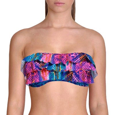 

Jessica Simpson Женский фиолетовый купальник-бандо с рюшами, раздельный  BHFO 0842, Multi