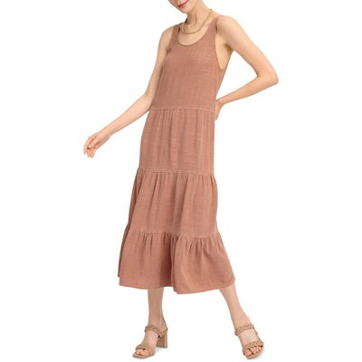 

Splendid Womens Mirage Коричневое льняное многоуровневое платье миди без рукавов  BHFO 6606, Sierra