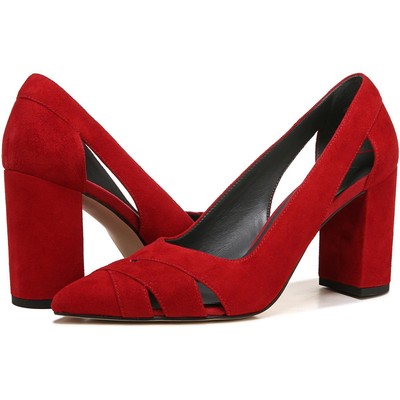 

Franco Sarto Женские красные туфли на каблуке с пяткой с патиной 9, средний (B,M) BHFO 5954, Red suede, Patina
