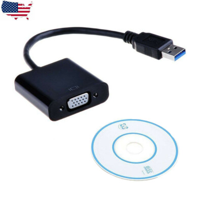 USB 3.0 to VGA Video Graphic Card Display External Cable Adapter for Windows 10