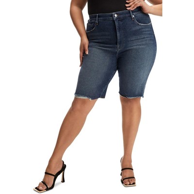 

Джинсовые шорты со средней посадкой Good American Womens Bermuda Raw Hem BHFO 3131, Синий, Bermuda