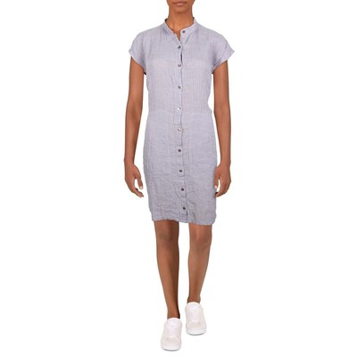 

Женское фиолетовое платье-рубашка миди в клетку с короткими рукавами Eileen Fisher  BHFO 1884, Misli