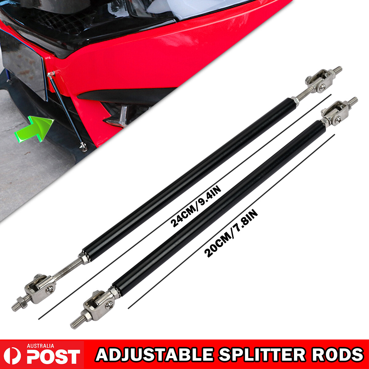 For BMW X1 2010-2023 Gloss Black Front Bumper Lip Spoiler Splitter + Strut Rods