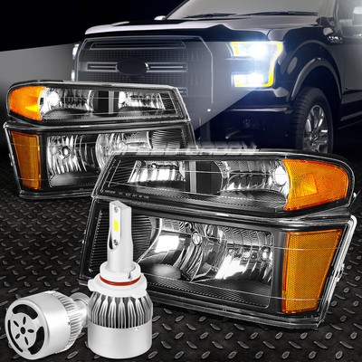 ЧЕРНАЯ ФАРА + ЯНТАРНЫЙ УГОЛОК + БЕЛЫЙ СВЕТОДИОД 9006 HID с ВЕНТИЛЯТОРОМ ДЛЯ 04-12 COLORADO/CANYON