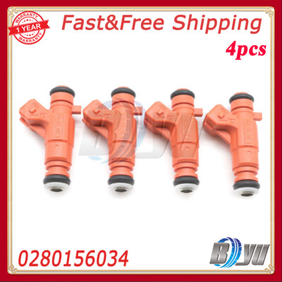 (4) Fuel Injectors 0280156034 For Peugeot 206 307 Citroen C3 Berlingo 1.6L 16V
