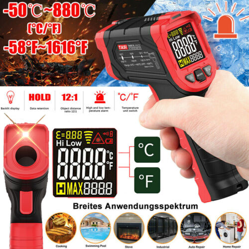 LCD Laser Pyrometer Infrarot IR Thermometer -50°C bis 880°C Temperatur Messgerät