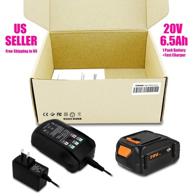 6.5Ah High Capacity Lithium Battery for WORX 20V 4Ah WA3578 Battery and Charger