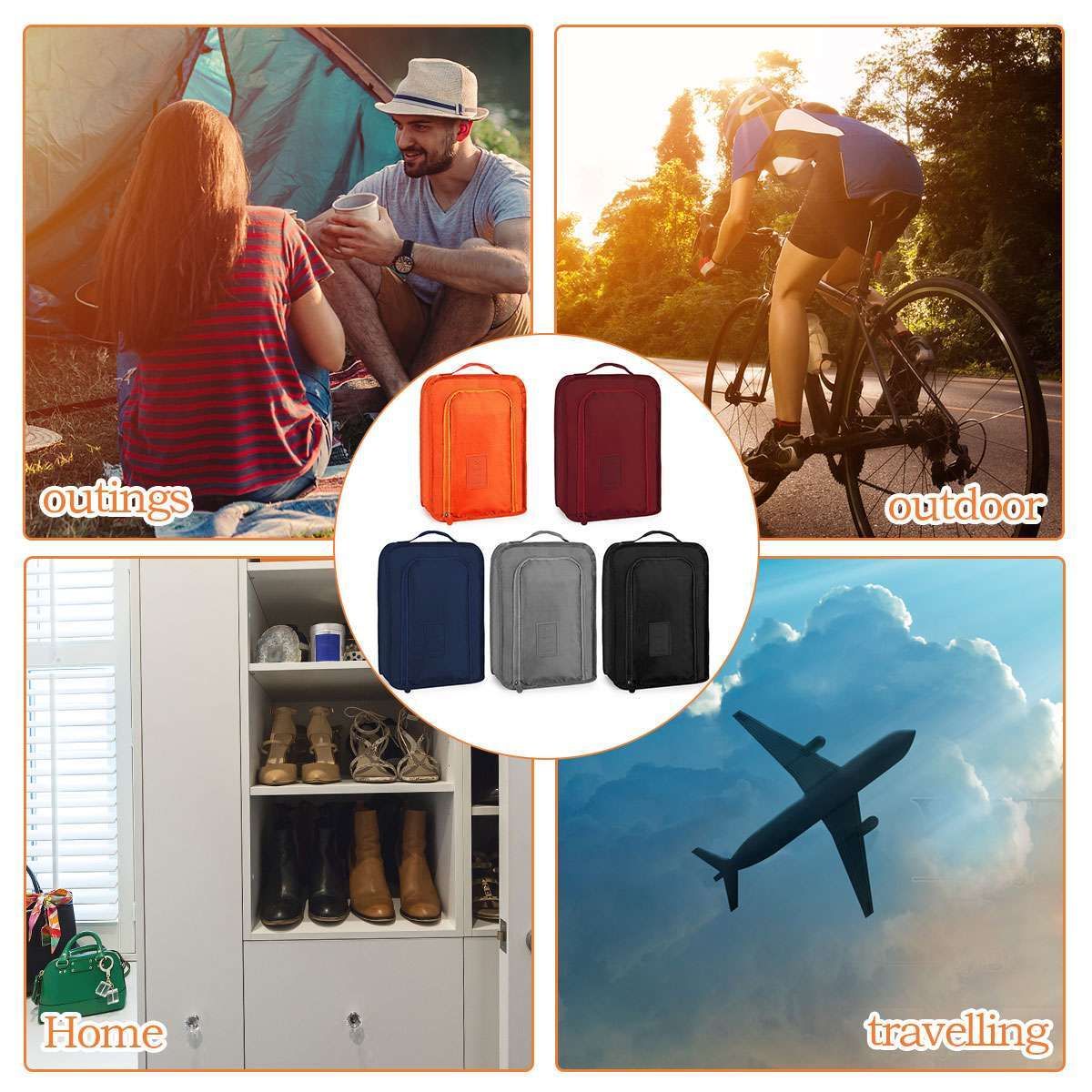 3x Waterproof Foldable Travel Shoe Bag Handle Sports Gym Carry Case Storage