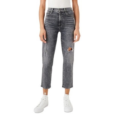 7 For All Mankind Женские серые потертые джинсы из денима с прямыми штанинами 25 BHFO 5061