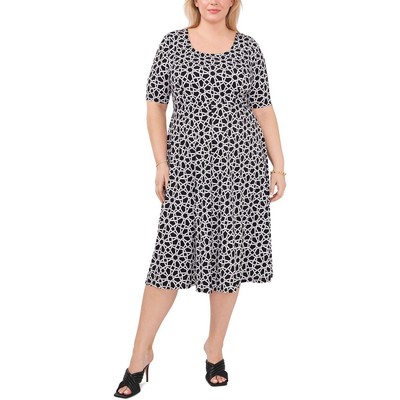 

Женское дневное платье миди с принтом MSK Plus BHFO 7178, Black/ivy