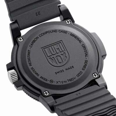 Pre-owned Luminox Men's Watch Sea Turtle Giant 0320 Quartz Black Rubber Strap 0321.bo