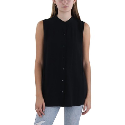 Женская черная шелковая рубашка на пуговицах Eileen Fisher, S BHFO 8192