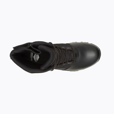 Pre-owned Merrell Work Men's 8" Moab 3 Response Tactical Zip Waterproof Boot Black - J0039