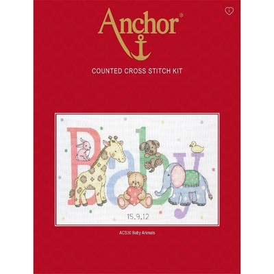 Anchor counted Cross Stitch kit ''Baby Animals'', DIY