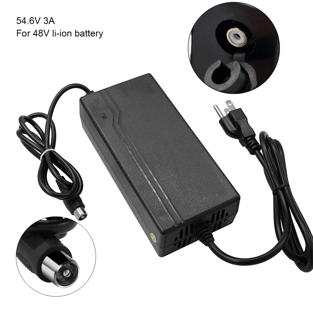 54.6V 2A Power Charger lotus Head fr 48V Lithium Battery Electric Bicycle E-Bike