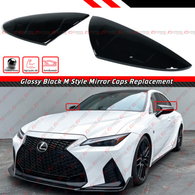 M STYLE GLOSS BLACK REPLACEMENT MIRROR COVER CAPS FOR 19-24 LEXUS IS ES RC LS UX