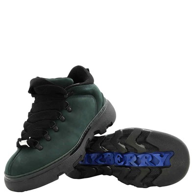 Pre-owned Burberry Nubuck Lace Up Trek Boots In Check Description