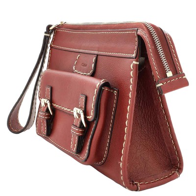 Pre-owned Chloé Chloe Ladies Sepia Brown Small Edith Pouch Chc21wp167f4327s