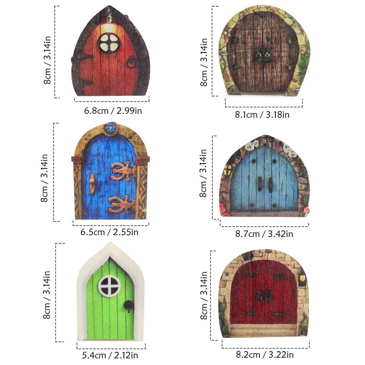 6PCS Mini Fairy Door for Home Garden Tree Fairy Door Outdoor/Indoor Decor