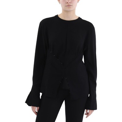 3.1 Phillip Lim Womens Black Merino Wool Blend Hook & Eye Blouse Top M BHFO 9840
