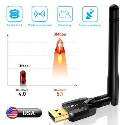 USB Bluetooth 5.1 Adapter 100M Long Range Bluetooth Dongle EDR For PC&Desktop  _