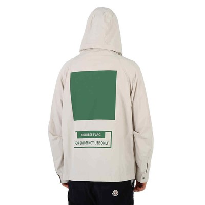 Pre-owned Moncler Men's Slogan Print Hancock Hooded Jacket In Beige
