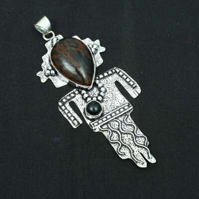 Pilbara Jasper Black Onyx Gemstone Scarecrew Pendant Jewelry 3.64'' AP-30350