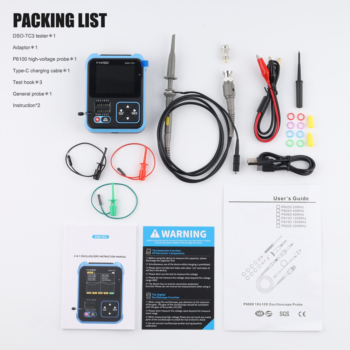 3 in1 FNIRSI DSO-TC3 LCD Digital Oscilloscope Transistor Tester Signal Generator