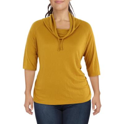 Coin 1804 Womens Textured Cowl Neck Pullover Top Shirt Plus BHFO 0044