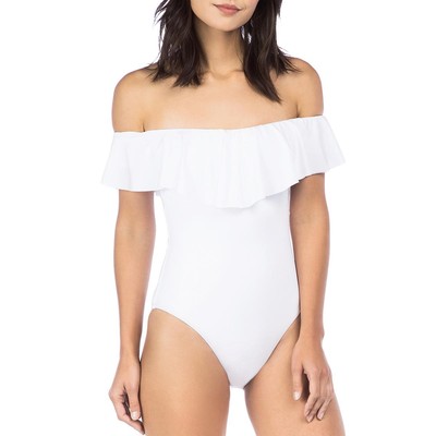 

Trina Turk Женский белый цельный купальник с открытыми плечами и рюшами  BHFO 3253