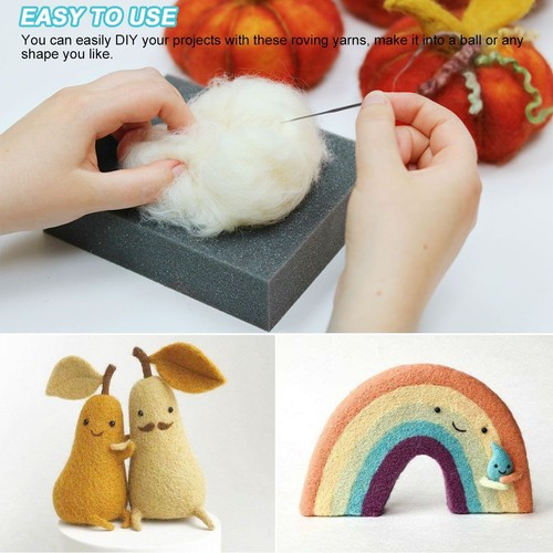 30/50Color Wool Fibre Roving DIY Needles Felting Starter Kit Handcraft Mat Tools