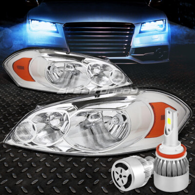 ХРОМИРОВАННЫЙ КОРПУС, ЯНТАРНАЯ УГЛОВАЯ ФАРА + БЕЛЫЙ СВЕТОДИОД H8 HID с ВЕНТИЛЯТОРОМ ДЛЯ 06-16 IMPALA