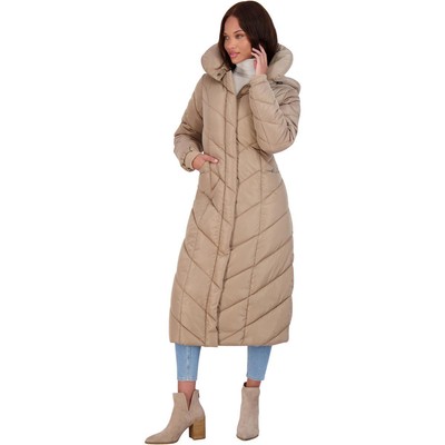 

Женское бежевое стеганое макси-пальто на флисовой подкладке Steve Madden Outerwear  BHFO 7152, Черный, Steve Madden OLA522H