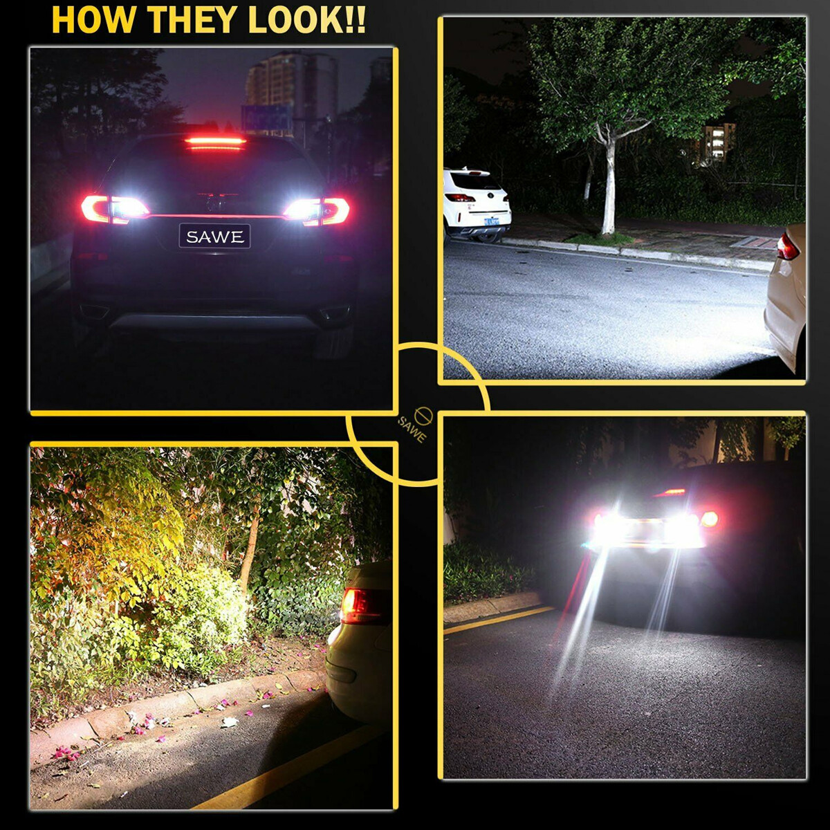4X 33SMD 7743 LED Tail Brake Stop Backup Reverse Turn Signal Light Bulbs White