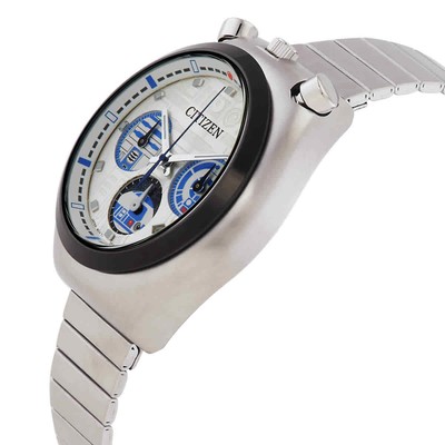 Pre-owned Citizen R2-d2 Star Wars Chronograph Quartz Silver Dial Unisex Watch An3666-51a