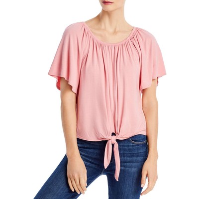 

Женский розовый пуловер с открытыми плечами и завязкой спереди K - C  BHFO 6086