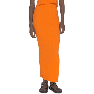 FRAME Womens Orange Ribbed Cut-Out Long Maxi Skirt XS BHFO 8610