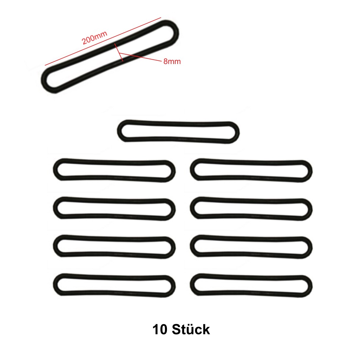 10 Stück Spanngummi Planenspanner Anhänger 200x8mm Spannringe Befestigungsgummi