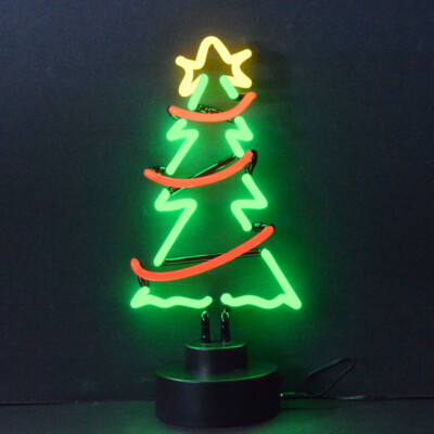Christmas Tree Neon Sculpture Sign Garland Star Xmas table lamp hand blown glass