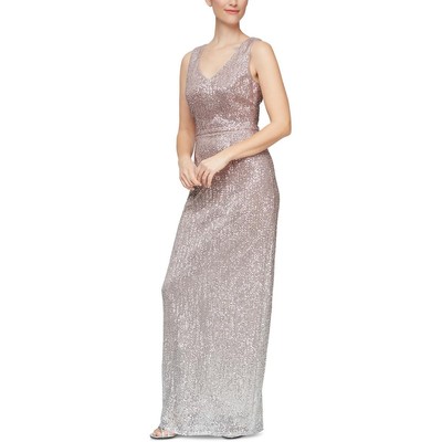 Женское розовое вечернее платье Alex & Eve с V-образным вырезом и блестками, 10 BHFO 6415