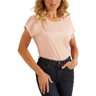 

Женская розовая футболка с круглым вырезом Guess Destiny, рубашка  BHFO 2705, Pretty in pink